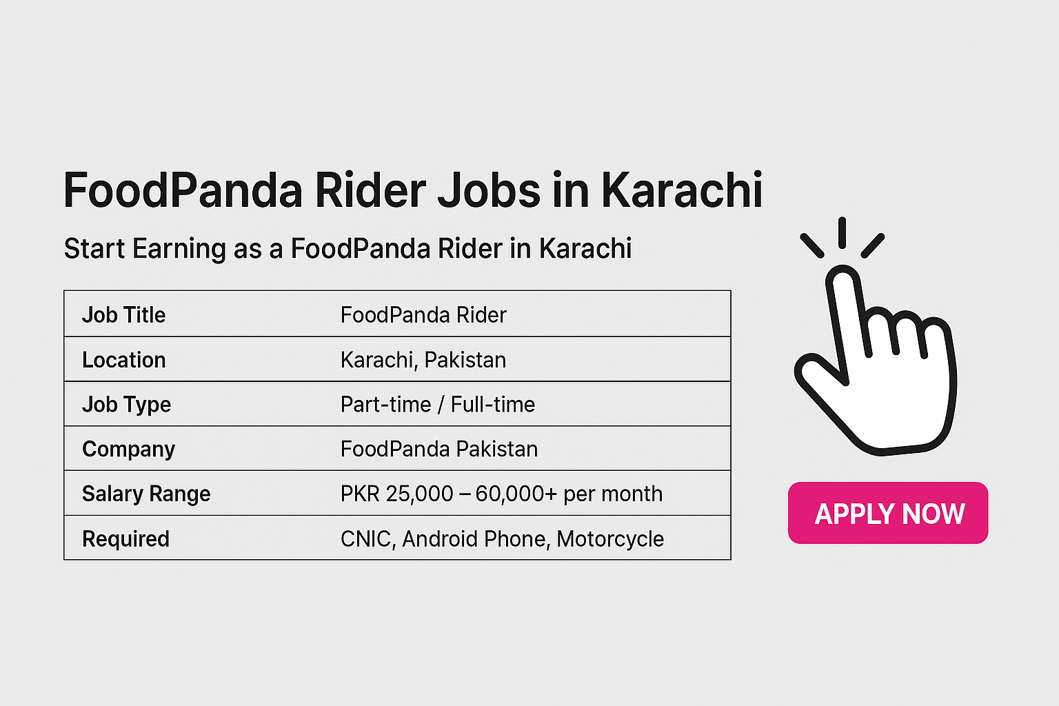 FoodPanda Rider Jobs in Karachi 2025 | Apply Now